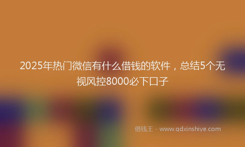 2025年热门微信有什么借钱的软件，总结5个无视风控8000必下口子