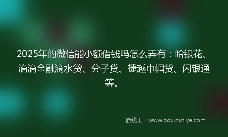 2025年的微信能小额借钱吗怎么弄有：哈银花、滴滴金融滴水贷、分子贷、捷越巾帼贷、闪银通等。