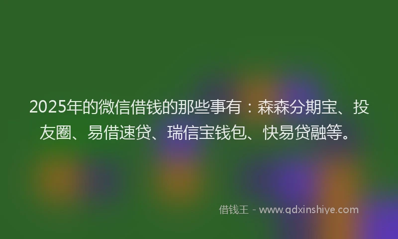 2025年的微信借钱的那些事有：森森分期宝、投友圈、易借速贷、瑞信宝钱包、快易贷融等。