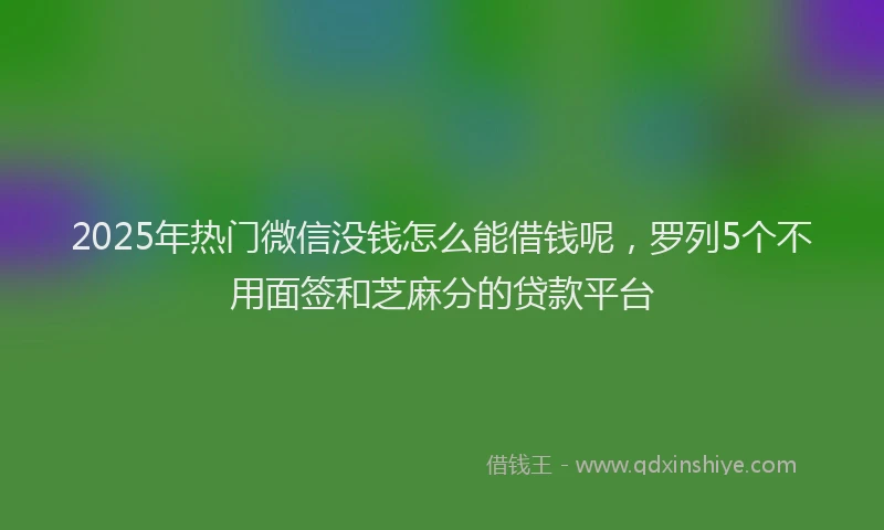 2025年热门微信没钱怎么能借钱呢，罗列5个不用面签和芝麻分的贷款平台