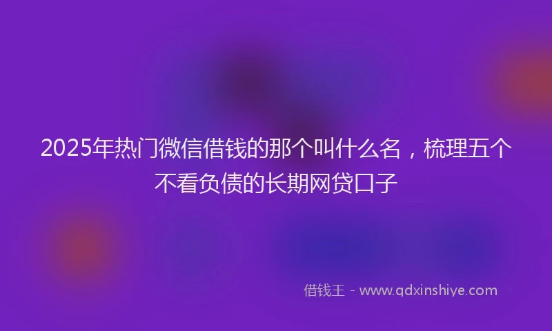 2025年热门微信借钱的那个叫什么名，梳理五个不看负债的长期网贷口子