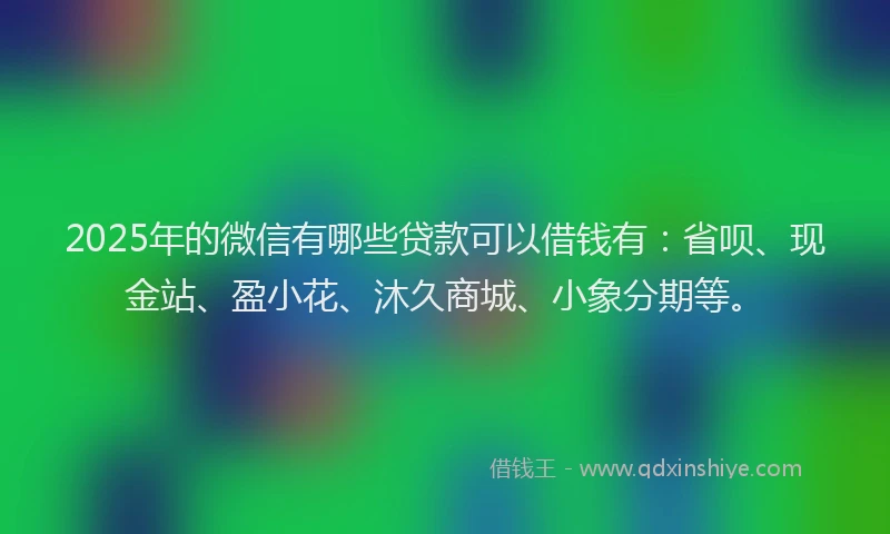 2025年的微信有哪些贷款可以借钱有：省呗、现金站、盈小花、沐久商城、小象分期等。