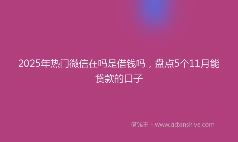 2025年热门微信在吗是借钱吗，盘点5个11月能贷款的口子