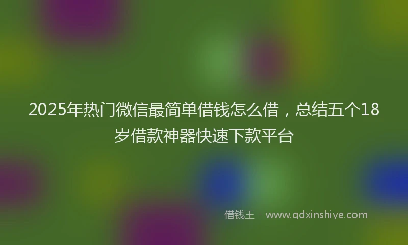 2025年热门微信最简单借钱怎么借，总结五个18岁借款神器快速下款平台