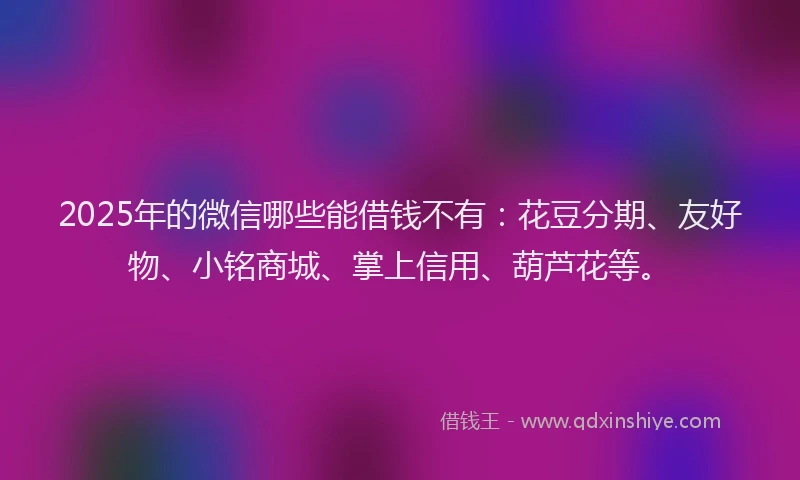 2025年的微信哪些能借钱不有：花豆分期、友好物、小铭商城、掌上信用、葫芦花等。