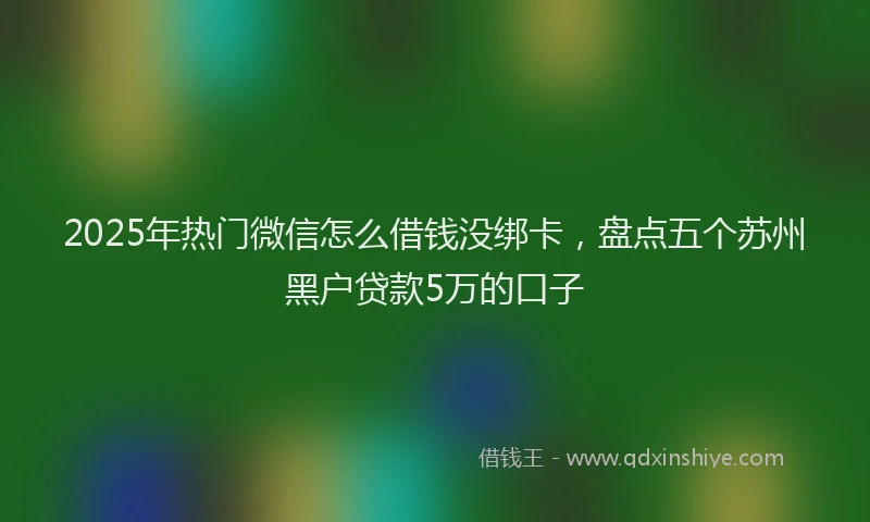 2025年热门微信怎么借钱没绑卡，盘点五个苏州黑户贷款5万的口子