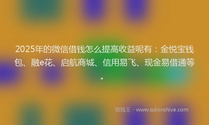 2025年的微信借钱怎么提高收益呢有：金悦宝钱包、融e花、启航商城、信用易飞、现金易借通等。