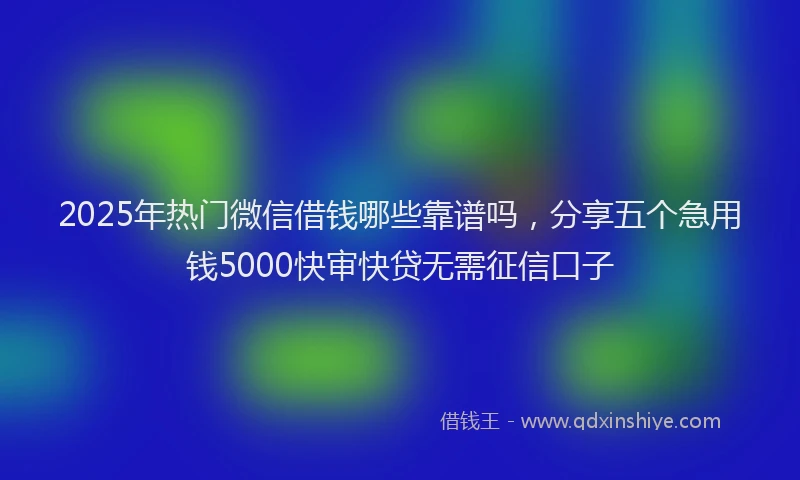 2025年热门微信借钱哪些靠谱吗，分享五个急用钱5000快审快贷无需征信口子