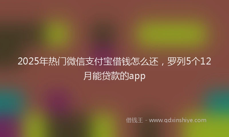 2025年热门微信支付宝借钱怎么还，罗列5个12月能贷款的app