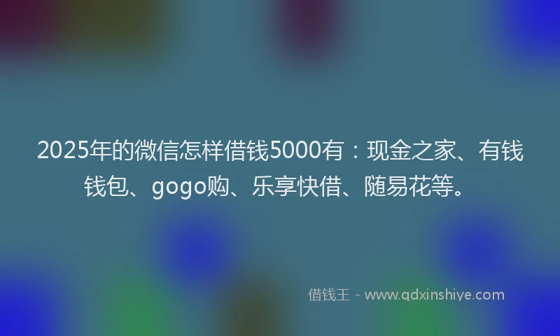 2025年的微信怎样借钱5000有：现金之家、有钱钱包、gogo购、乐享快借、随易花等。