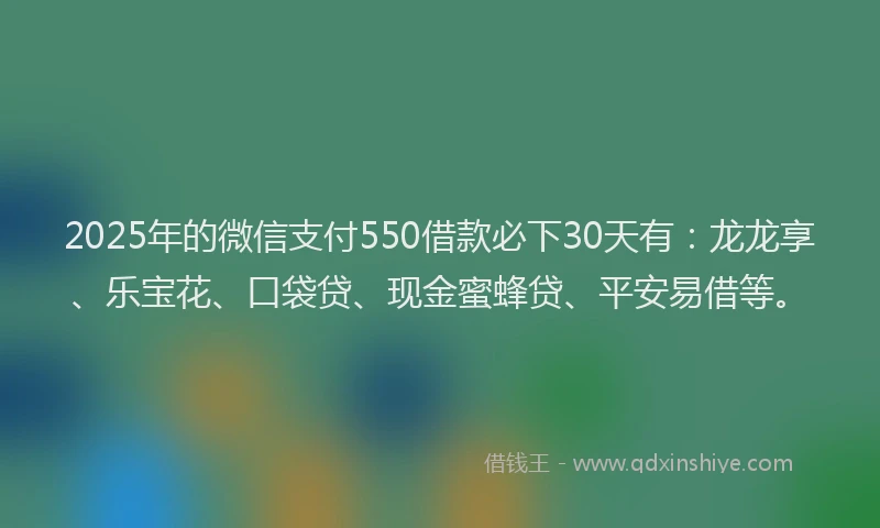 2025年的微信支付550借款必下30天有：龙龙享、乐宝花、口袋贷、现金蜜蜂贷、平安易借等。