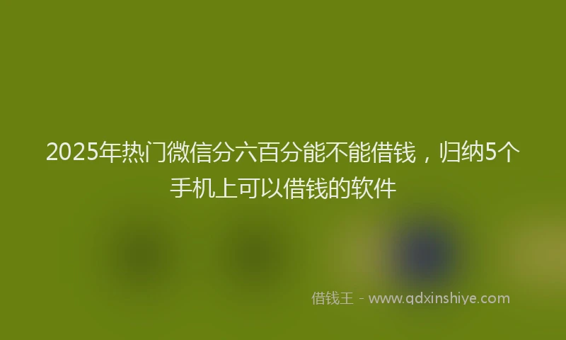 2025年热门微信分六百分能不能借钱，归纳5个手机上可以借钱的软件
