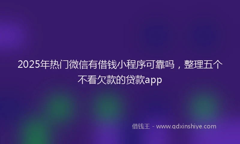 2025年热门微信有借钱小程序可靠吗，整理五个不看欠款的贷款app