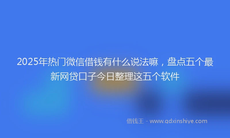 2025年热门微信借钱有什么说法嘛，盘点五个最新网贷口子今日整理这五个软件