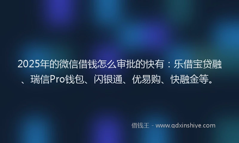 2025年的微信借钱怎么审批的快有：乐借宝贷融、瑞信Pro钱包、闪银通、优易购、快融金等。