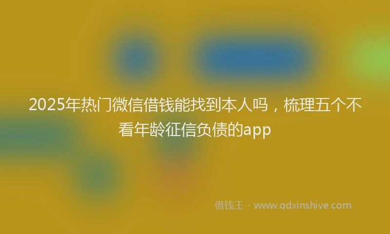 2025年热门微信借钱能找到本人吗，梳理五个不看年龄征信负债的app
