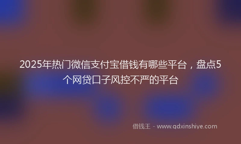 2025年热门微信支付宝借钱有哪些平台，盘点5个网贷口子风控不严的平台