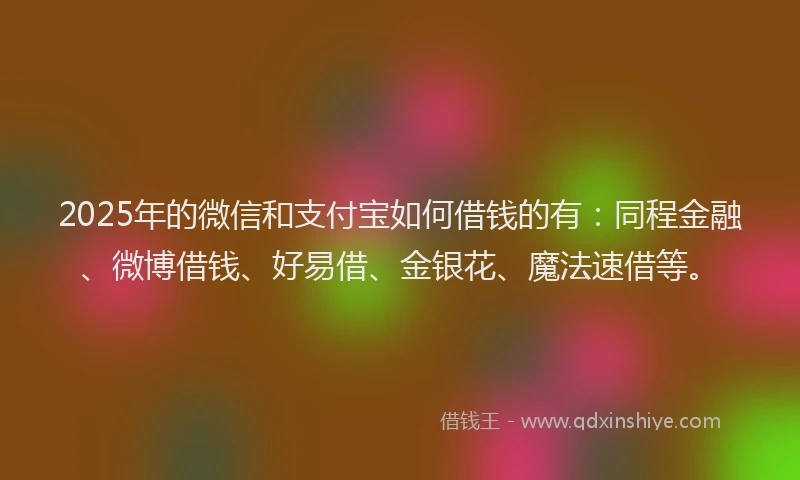 2025年的微信和支付宝如何借钱的有：同程金融、微博借钱、好易借、金银花、魔法速借等。