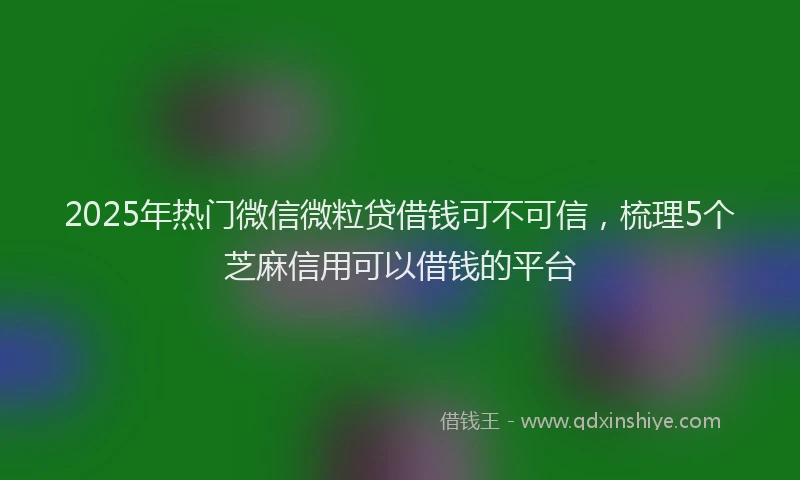 2025年热门微信微粒贷借钱可不可信，梳理5个芝麻信用可以借钱的平台