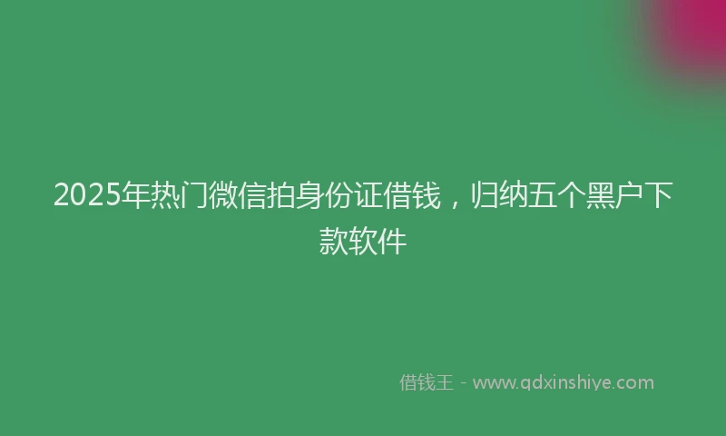 2025年热门微信拍身份证借钱，归纳五个黑户下款软件