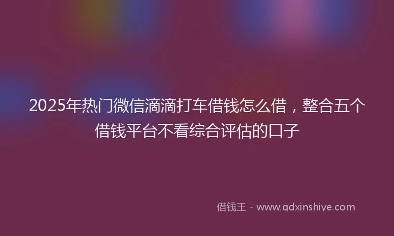 2025年热门微信滴滴打车借钱怎么借，整合五个借钱平台不看综合评估的口子
