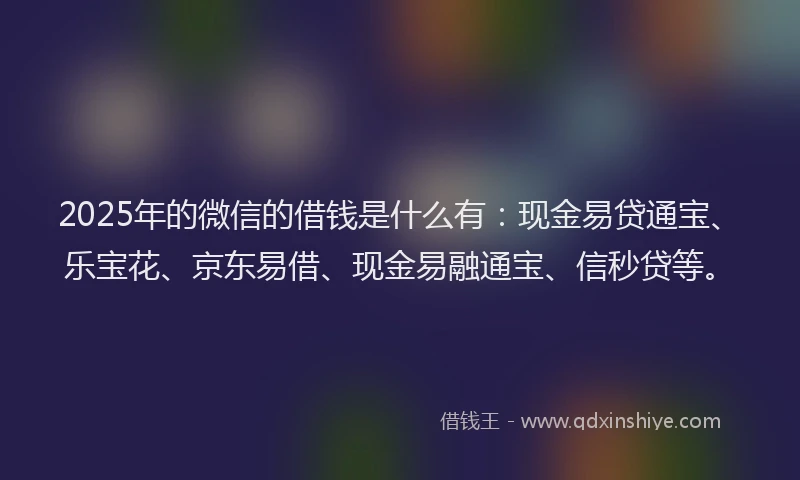 2025年的微信的借钱是什么有：现金易贷通宝、乐宝花、京东易借、现金易融通宝、信秒贷等。