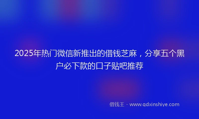 2025年热门微信新推出的借钱芝麻，分享五个黑户必下款的口子贴吧推荐