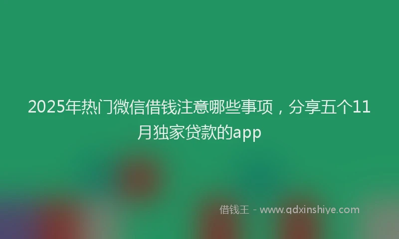 2025年热门微信借钱注意哪些事项，分享五个11月独家贷款的app