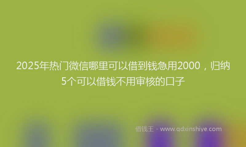 2025年热门微信哪里可以借到钱急用2000，归纳5个可以借钱不用审核的口子