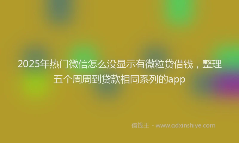 2025年热门微信怎么没显示有微粒贷借钱，整理五个周周到贷款相同系列的app