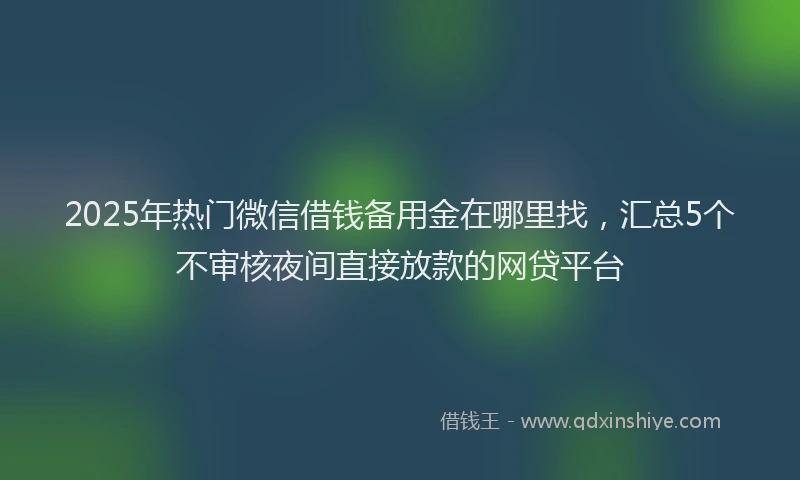 2025年热门微信借钱备用金在哪里找，汇总5个不审核夜间直接放款的网贷平台