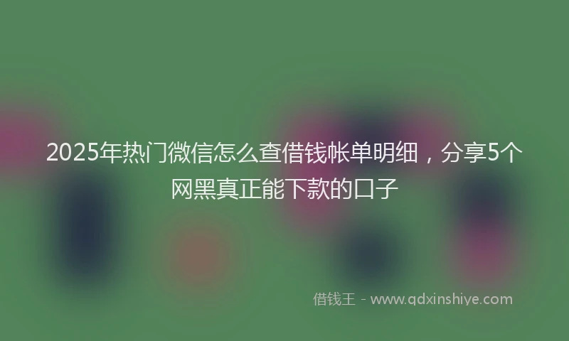 2025年热门微信怎么查借钱帐单明细，分享5个网黑真正能下款的口子