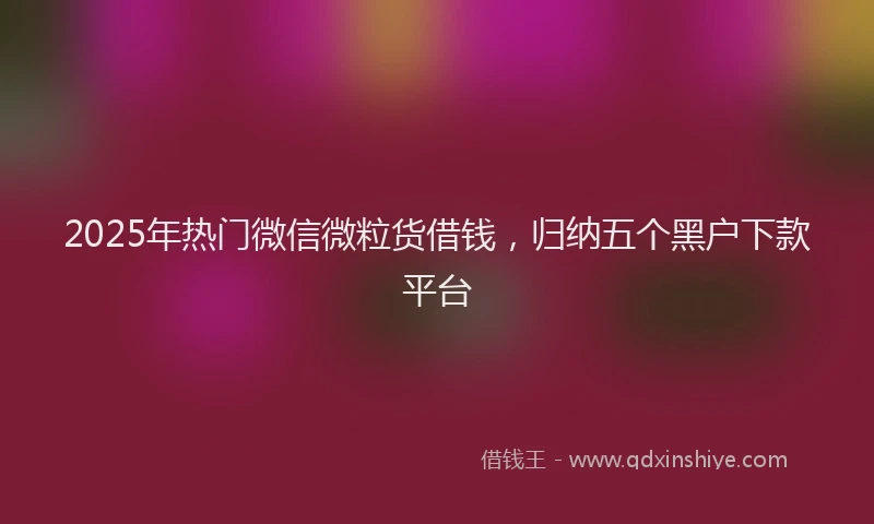 2025年热门微信微粒货借钱，归纳五个黑户下款平台