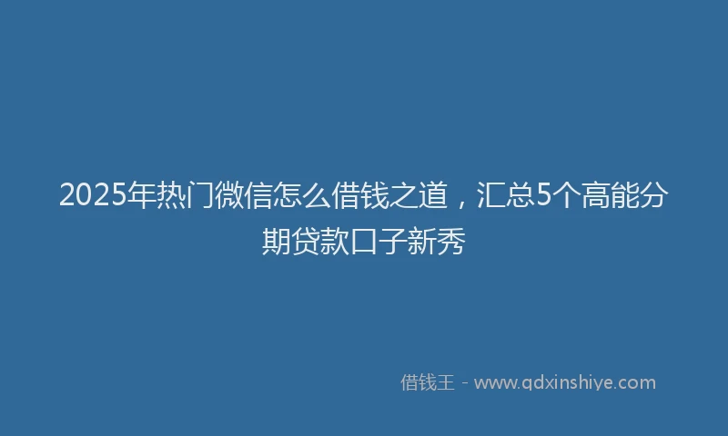 2025年热门微信怎么借钱之道，汇总5个高能分期贷款口子新秀