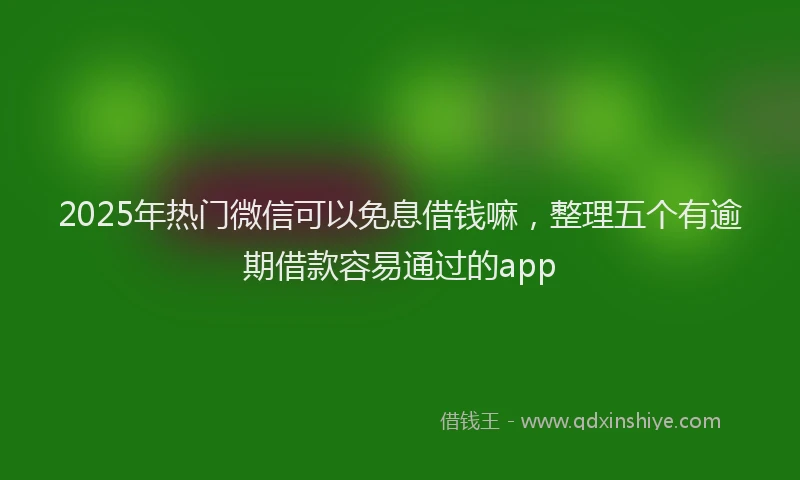 2025年热门微信可以免息借钱嘛，整理五个有逾期借款容易通过的app
