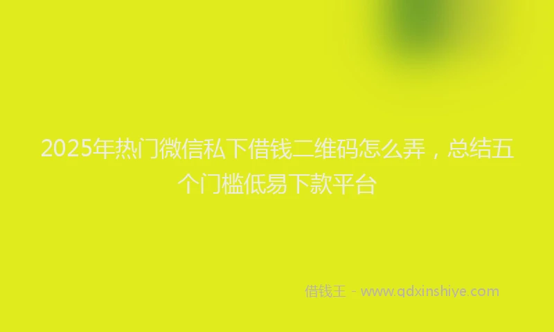 2025年热门微信私下借钱二维码怎么弄，总结五个门槛低易下款平台