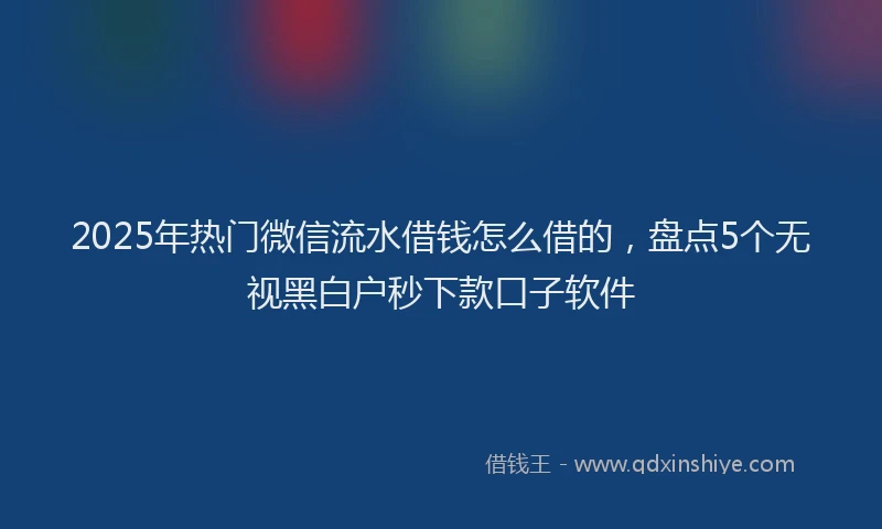 2025年热门微信流水借钱怎么借的，盘点5个无视黑白户秒下款口子软件