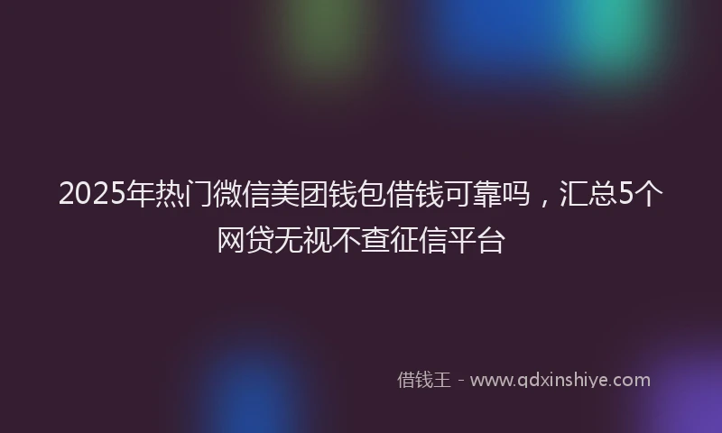 2025年热门微信美团钱包借钱可靠吗，汇总5个网贷无视不查征信平台