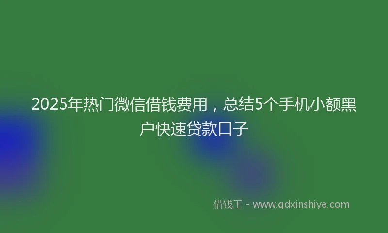 2025年热门微信借钱费用，总结5个手机小额黑户快速贷款口子