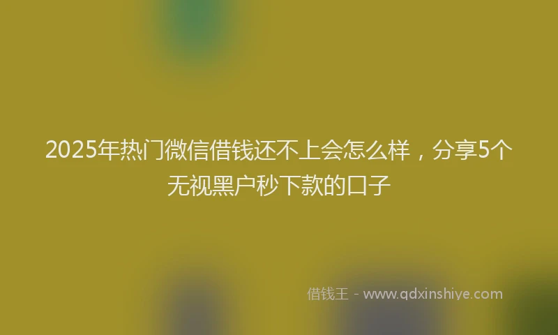 2025年热门微信借钱还不上会怎么样，分享5个无视黑户秒下款的口子