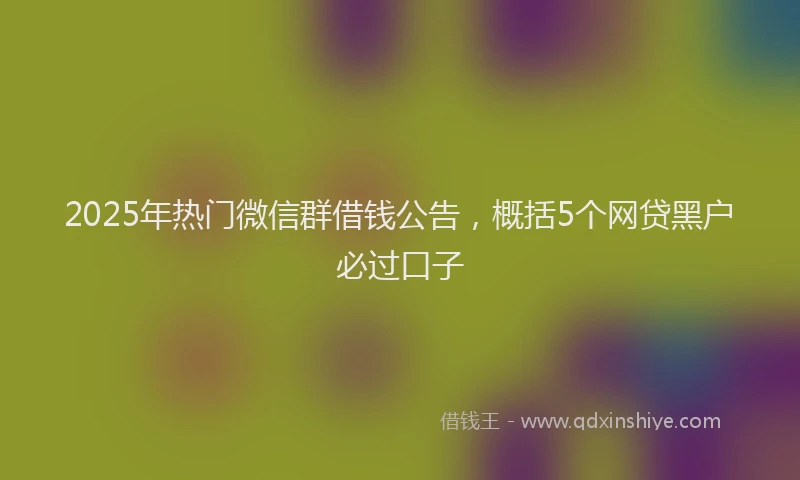2025年热门微信群借钱公告，概括5个网贷黑户必过口子