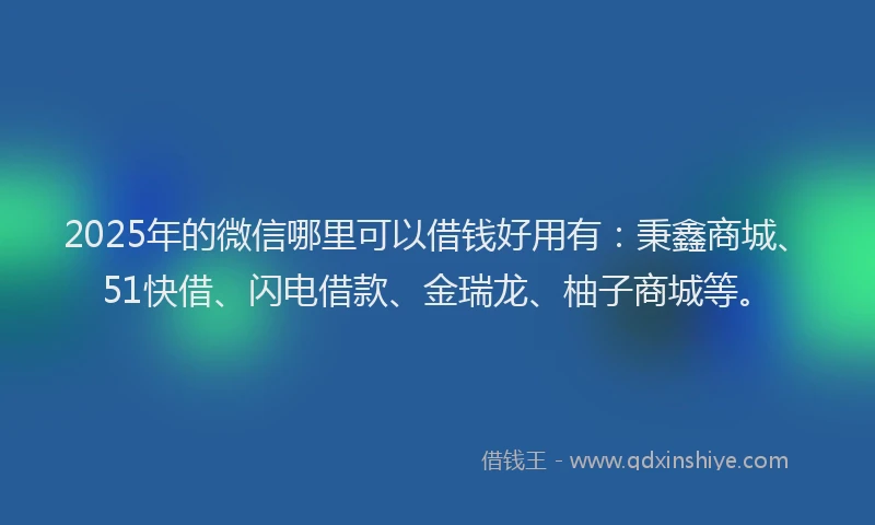 2025年的微信哪里可以借钱好用有：秉鑫商城、51快借、闪电借款、金瑞龙、柚子商城等。