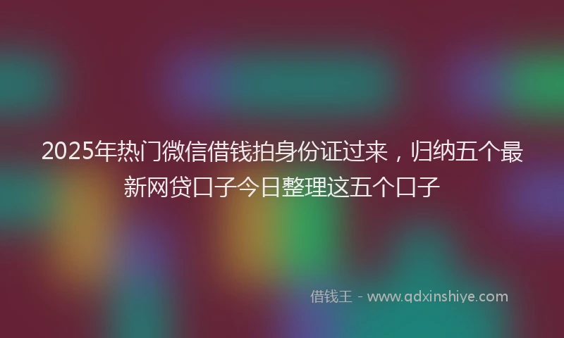 2025年热门微信借钱拍身份证过来，归纳五个最新网贷口子今日整理这五个口子