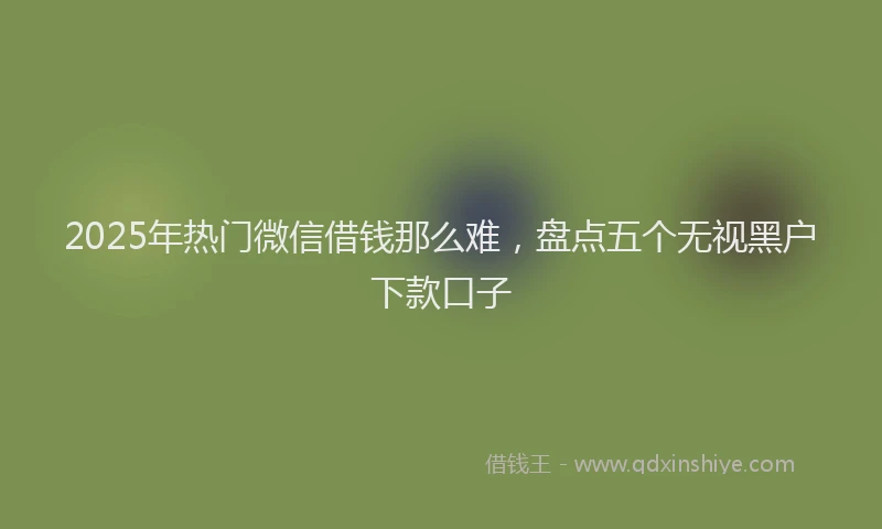 2025年热门微信借钱那么难，盘点五个无视黑户下款口子