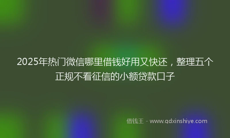 2025年热门微信哪里借钱好用又快还，整理五个正规不看征信的小额贷款口子