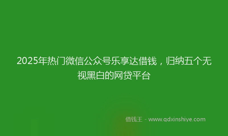 2025年热门微信公众号乐享达借钱，归纳五个无视黑白的网贷平台