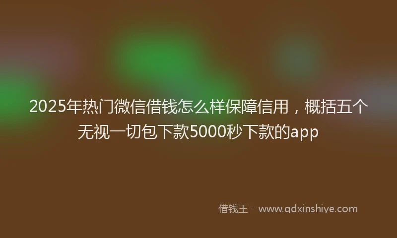 2025年热门微信借钱怎么样保障信用，概括五个无视一切包下款5000秒下款的app