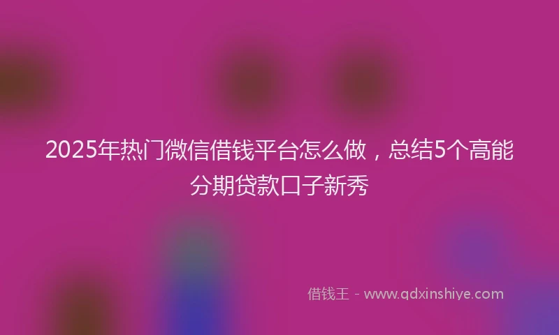 2025年热门微信借钱平台怎么做，总结5个高能分期贷款口子新秀