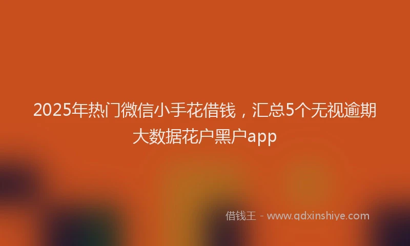 2025年热门微信小手花借钱，汇总5个无视逾期大数据花户黑户app