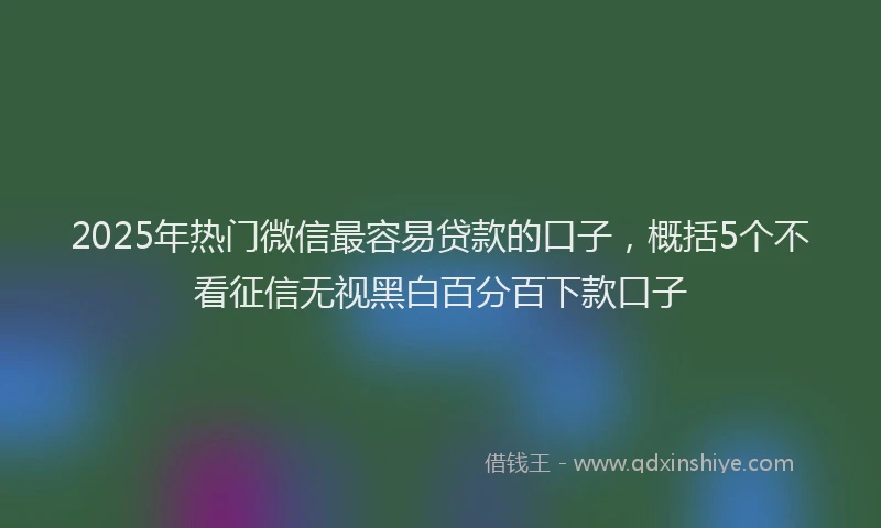 2025年热门微信最容易贷款的口子，概括5个不看征信无视黑白百分百下款口子
